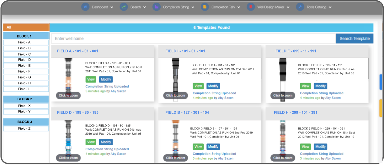 Completion string design templates