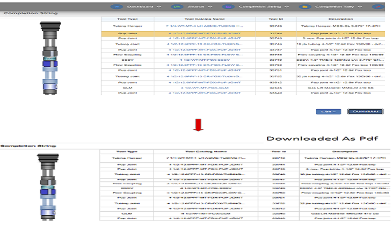 Export digitalize completion strings other regular formats.